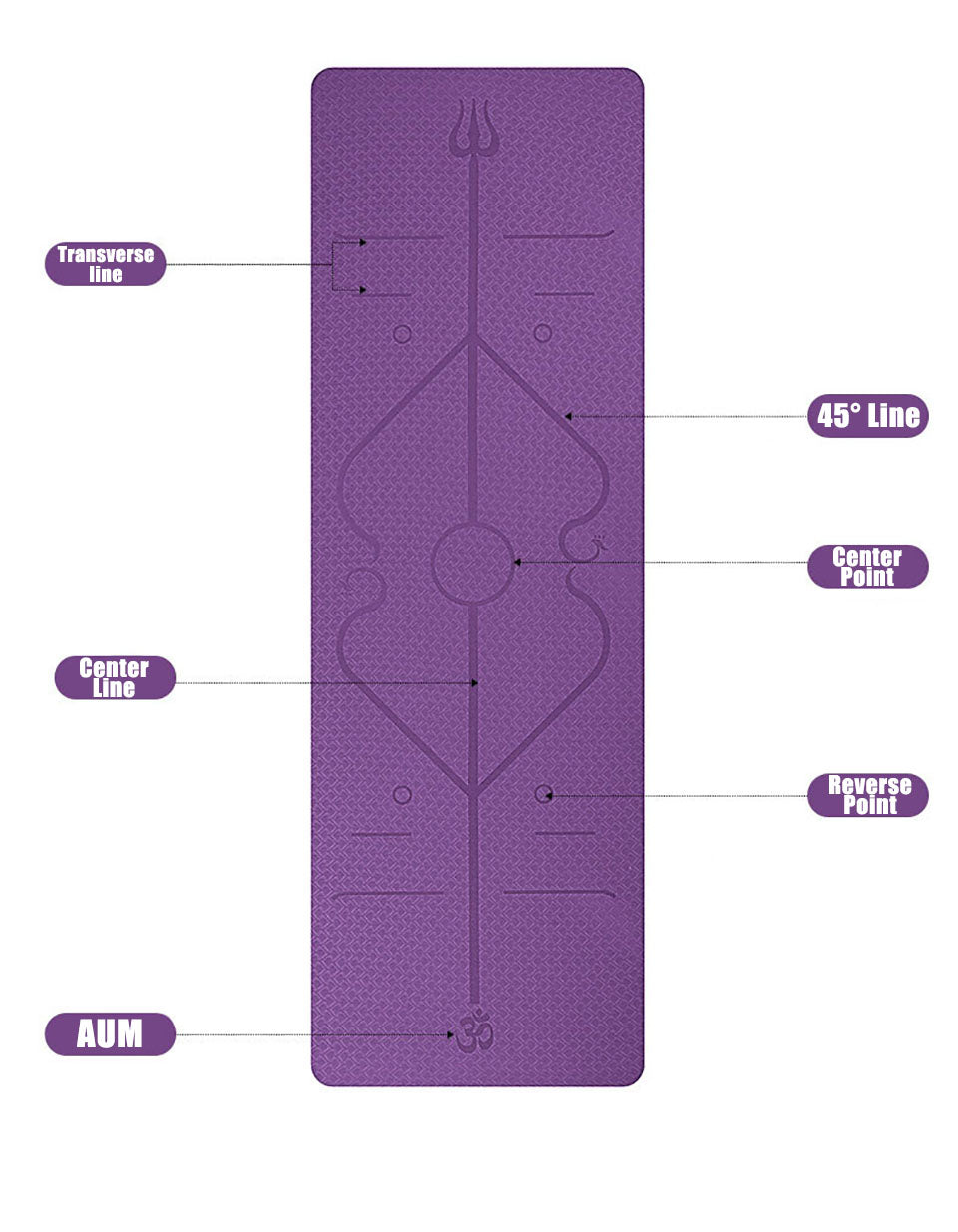Non Slip TPE Yoga Mat Position Line Beginner.