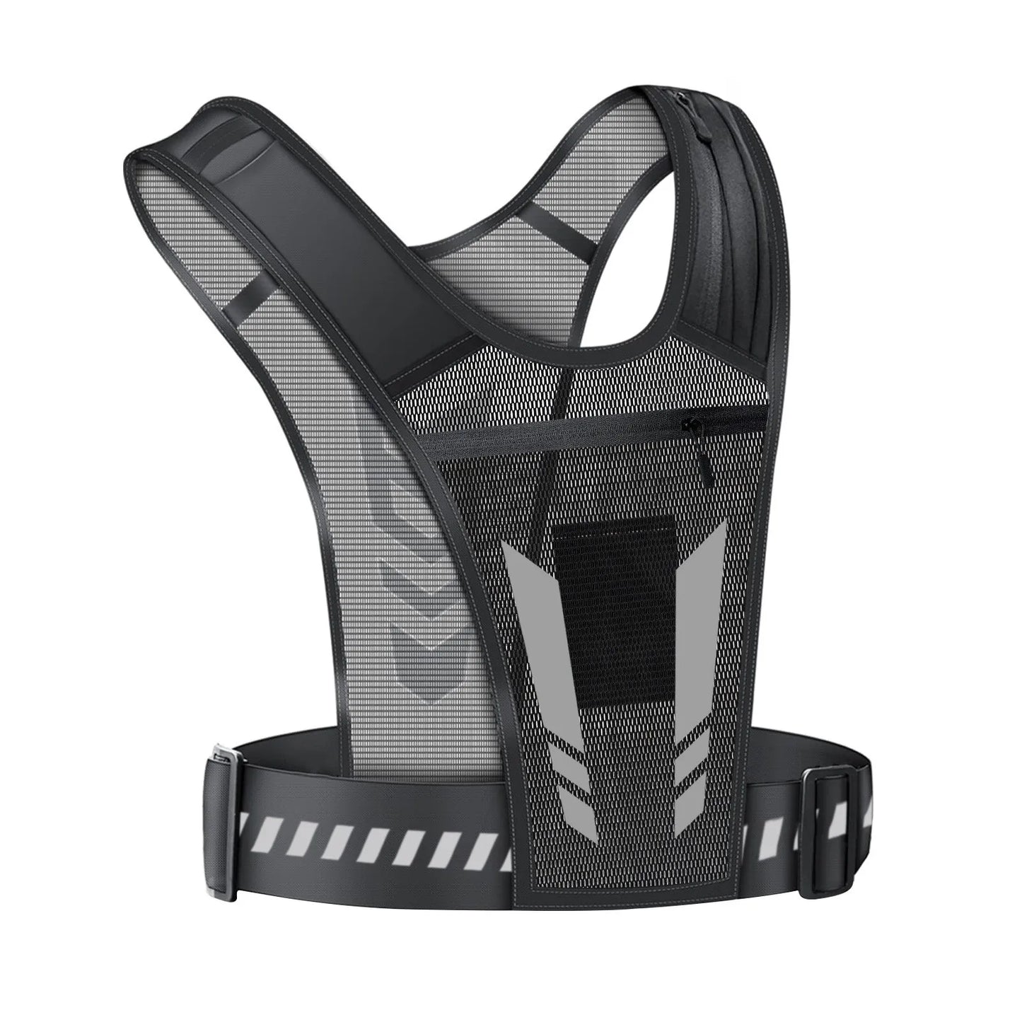 Reflective Running Vest Backpack for safe and organized storage during jogging and outdoor activities.