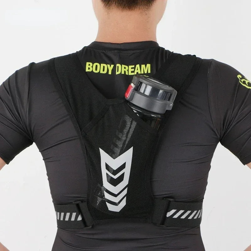 Reflective Running Vest Backpack for safe and organized storage during jogging and outdoor activities.