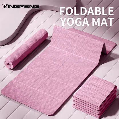 Foldable Non-Slip TPE Yoga Mat – Lightweight Waterproof Exercise Mat