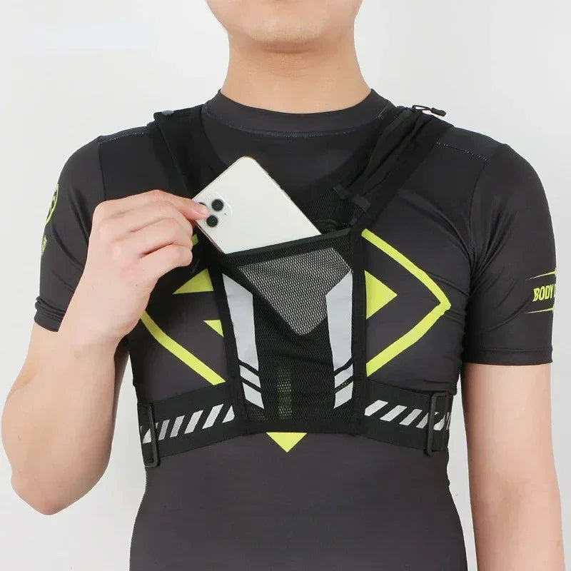 Reflective Running Vest Backpack for safe and organized storage during jogging and outdoor activities.