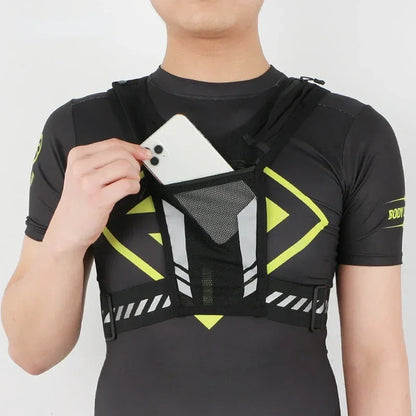Reflective Running Vest Backpack for safe and organized storage during jogging and outdoor activities.