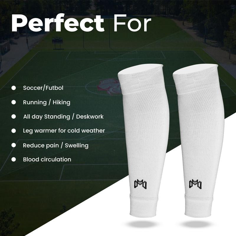 Medicaptain Pre-Cut Soccer Sleeve Socks for Adults and Youth, Companion for Soccer Grip Socks, Securely Holds Shin Guards