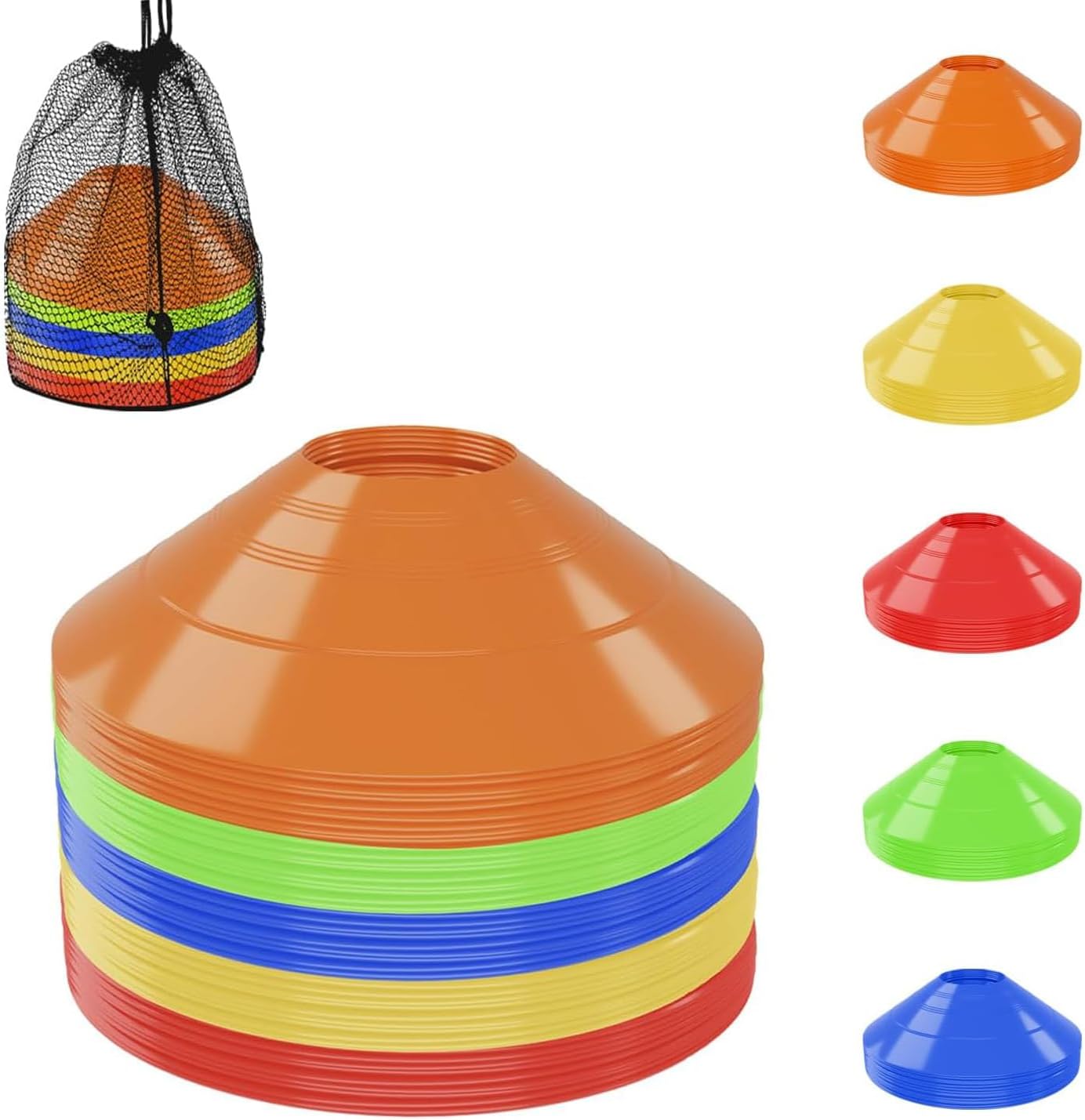 30 Pack Soccer Cones, Disc Cones for Sports Training with Mesh Bag, Sports Cones for Training Drills Practice