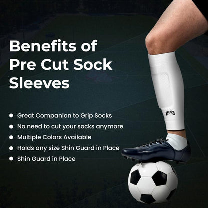 Medicaptain Pre-Cut Soccer Sleeve Socks for Adults and Youth, Companion for Soccer Grip Socks, Securely Holds Shin Guards