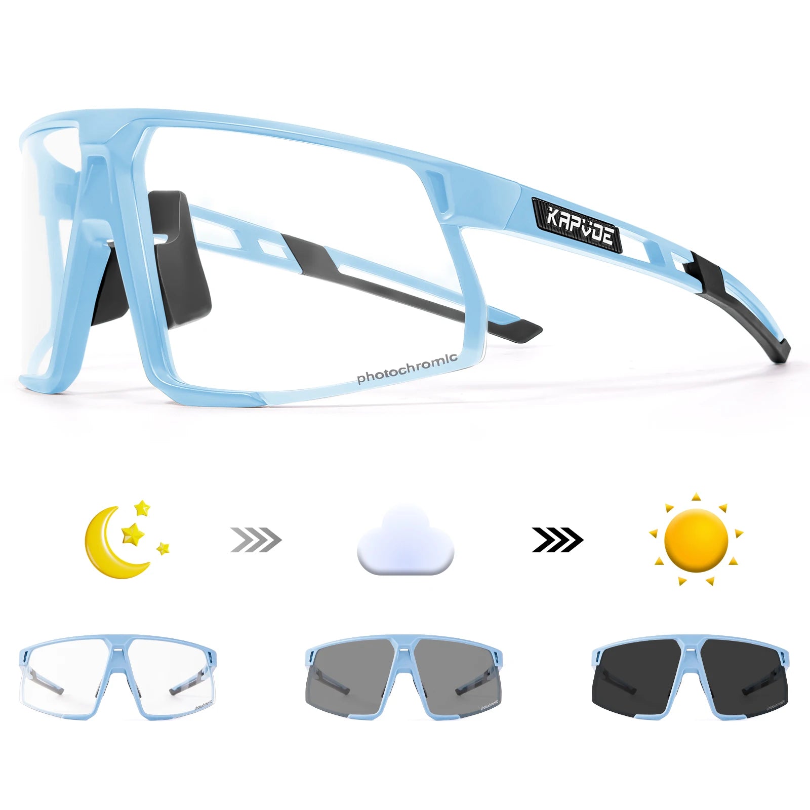 Photochromic Cycling Sunglasses UV400 — MTB & Road Bike Sports Eyewear