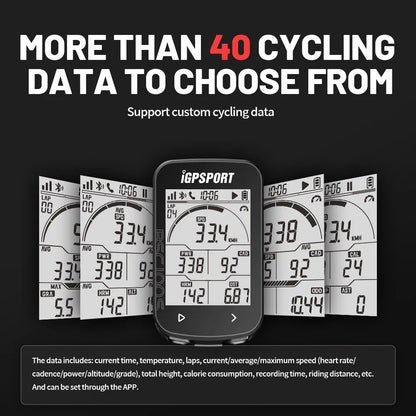 Wireless GPS Cycling Speedometer 40-Hour Battery Black