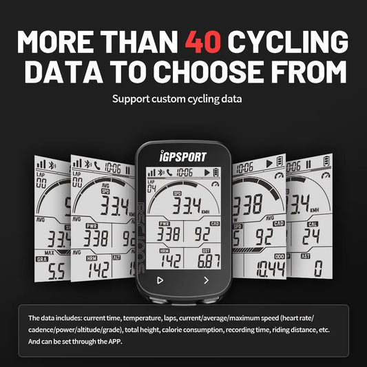 Wireless GPS Cycling Speedometer 40-Hour Battery Black