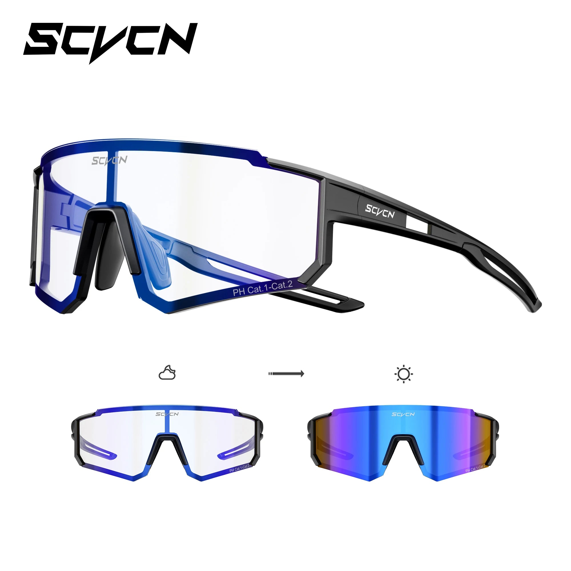 Photochromic Cycling Sunglasses UV400 — MTB & Road Bike Sports Eyewear
