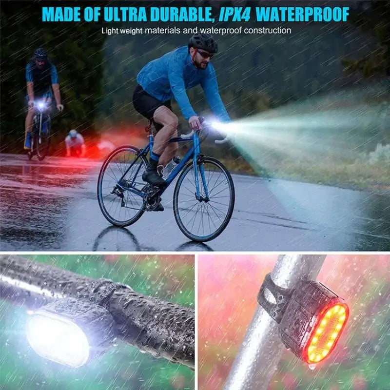 USB Rechargeable LED Bike Light Set – Waterproof Front & Rear Safety Lights 
