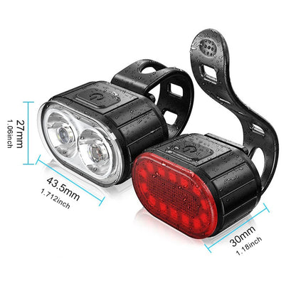 USB Rechargeable LED Bike Light Set – Waterproof Front & Rear Safety Lights 
