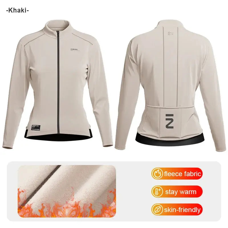 Womens Winter Fleece Cycling Jersey in purple, featuring fleece fabric for warmth, snug fit, and stylish design.