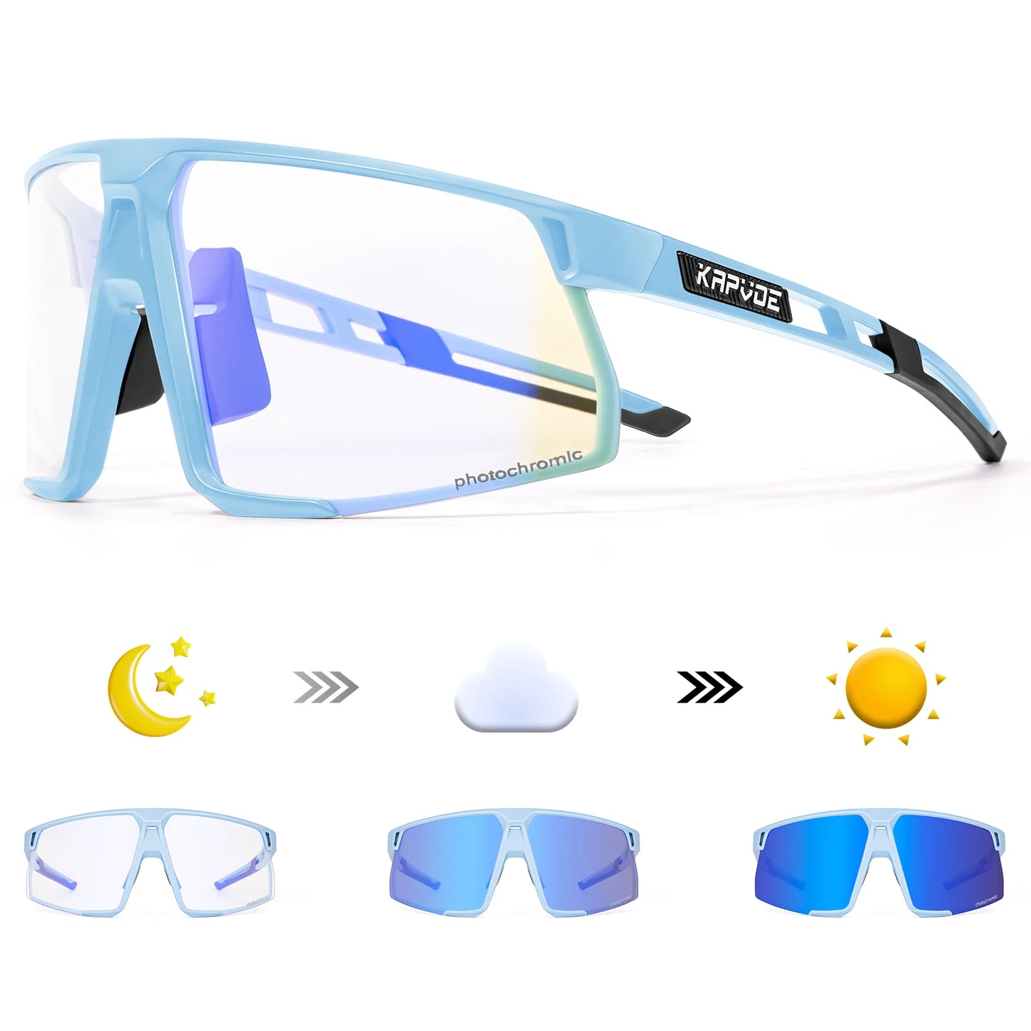 Photochromic Cycling Sunglasses UV400 — MTB & Road Bike Sports Eyewear