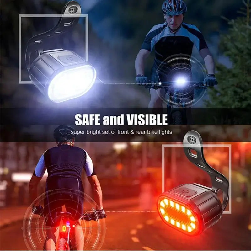 USB Rechargeable LED Bike Light Set – Waterproof Front & Rear Safety Lights 