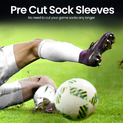 Medicaptain Pre-Cut Soccer Sleeve Socks for Adults and Youth, Companion for Soccer Grip Socks, Securely Holds Shin Guards