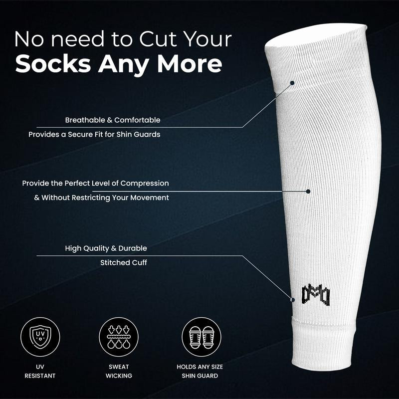Medicaptain Pre-Cut Soccer Sleeve Socks for Adults and Youth, Companion for Soccer Grip Socks, Securely Holds Shin Guards