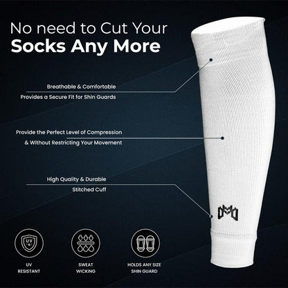 Medicaptain Pre-Cut Soccer Sleeve Socks for Adults and Youth, Companion for Soccer Grip Socks, Securely Holds Shin Guards